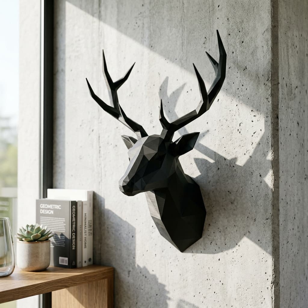 Low-Poly Geometric Deer Bust