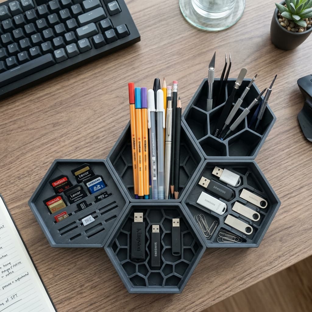 Modular Hexagon Desk Organizer