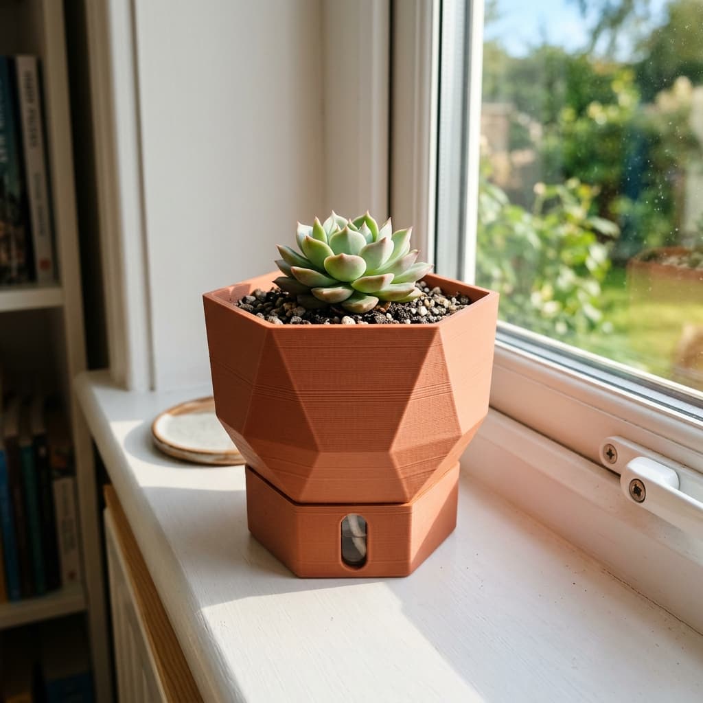 Self-Watering Hexagonal Planter