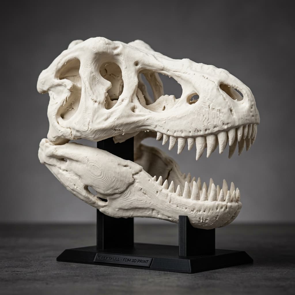 T-Rex Skull Replica on Stand